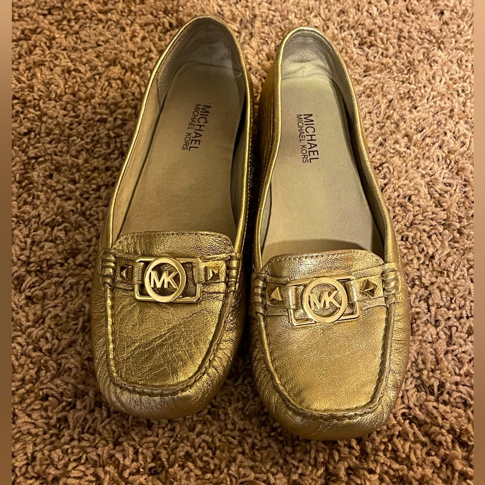 Michael Kors Gold Metallic Loafers